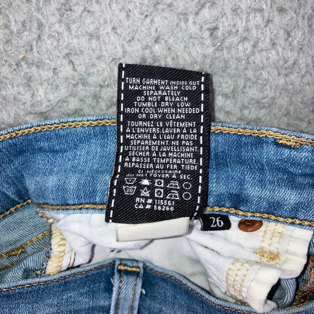 7 For All Mankind Skinny Jeans Women 26 Medium Wash Whiskered Stretch‎ Denim